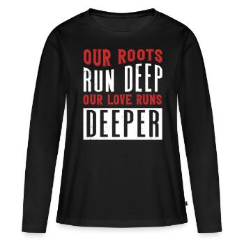 Arbre généalogique, nos racines vont plus loin - T-shirt manches longues Premium bio Femme - noir - Devant - Julia (174cm)