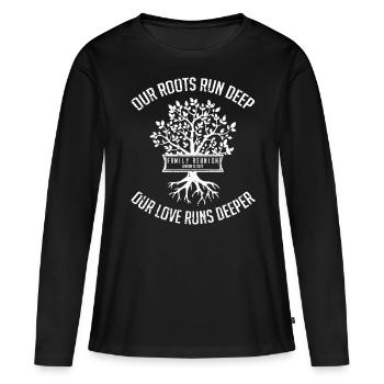 Nos racines sont profondes, les réunions de famille - T-shirt manches longues Premium bio Femme - noir - Devant - Julia (174cm)