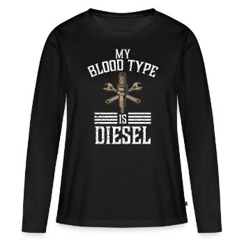 Meine Blutgruppe Ist Diesel, LKW-Fahrer - Frauen Premium Bio Langarmshirt - Schwarz - Vorne - Julia (174cm)