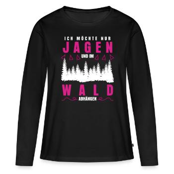 Jägerin Jagd Jagen Keiler Jäger - Frauen Premium Bio Langarmshirt - Schwarz - Vorne - Julia (174cm)