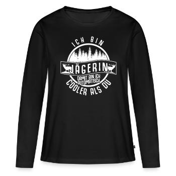 Jägerin Jagd Keiler Wildschwein Jäger - Frauen Premium Bio Langarmshirt - Schwarz - Vorne - Julia (174cm)