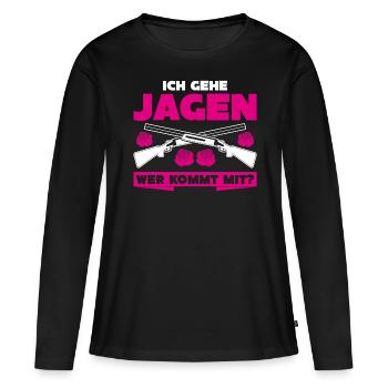 Jägerin Ich gehe Jagen Keiler Jäger - Frauen Premium Bio Langarmshirt - Schwarz - Vorne - Julia (174cm)