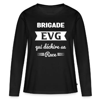 Brigade Evg Cadeau Homme Evg Humour Drôle - T-shirt manches longues Premium bio Femme - noir - Devant - Julia (174cm)