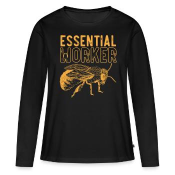 Travailleur essentiel, abeille, apiculteur, nid d’abeille - T-shirt manches longues Premium bio Femme - noir - Devant - Julia (174cm)