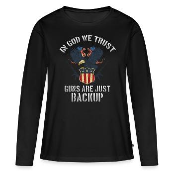 In God, we trust, weapons are just backup - Women's Premium Organic Long Sleeve Shirt - black - Front - Julia (174cm)