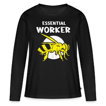 Travailleur essentiel, abeille, apiculteur, nid d’abeille - T-shirt manches longues Premium bio Femme - noir - Devant - Julia (174cm)