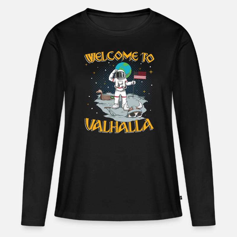 Welcome to Valhalla - Frauen Premium Bio Langarmshirt - Schwarz