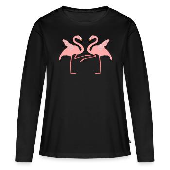 Boogie Woogie Flamingos Tanzen Swing - Frauen Premium Bio Langarmshirt - Schwarz - Vorne - Julia (174cm)