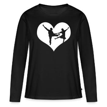 Boogie Woogie Coeur Boogie-Woogie Swing - T-shirt manches longues Premium bio Femme - noir - Devant - Julia (174cm)