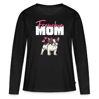 Frenchie Mom - Frauen Premium Bio Langarmshirt - Schwarz - Vorne - Julia (174cm)
