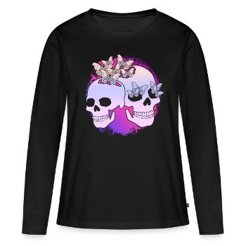Papillon de nuit Skull Motten Motte occulte Goth - T-shirt manches longues Premium bio Femme - noir - Devant - Julia (174cm)