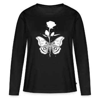 Papillon rose motte occulte mystique gothique - T-shirt manches longues Premium bio Femme - noir - Devant - Julia (174cm)