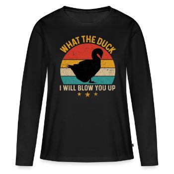 Funny duck hunting duck hunter - Women's Premium Organic Long Sleeve Shirt - black - Front - Julia (174cm)
