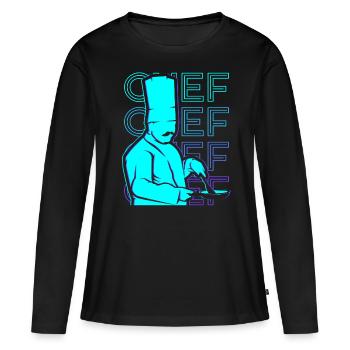 Chef Cooking Retro Cadeau - T-shirt manches longues Premium bio Femme - noir - Devant - Julia (174cm)
