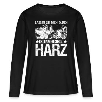 Harz Harzer Brocken - Frauen Premium Bio Langarmshirt - Schwarz - Vorne - Julia (174cm)