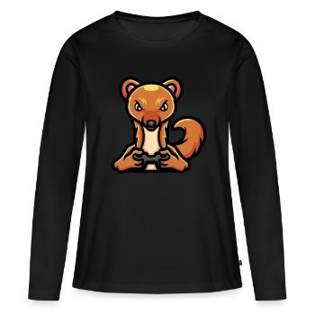 Drôle honey Badger Gamer Jeu vidéo - T-shirt manches longues Premium bio Femme - noir - Devant - Julia (174cm)