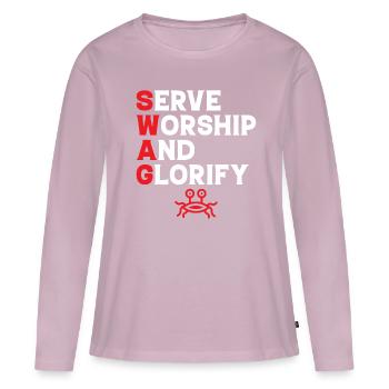 Fliegendes Spaghettimonster FSM - Frauen Premium Bio Langarmshirt - Altrosa - Vorne - Julia (174cm)