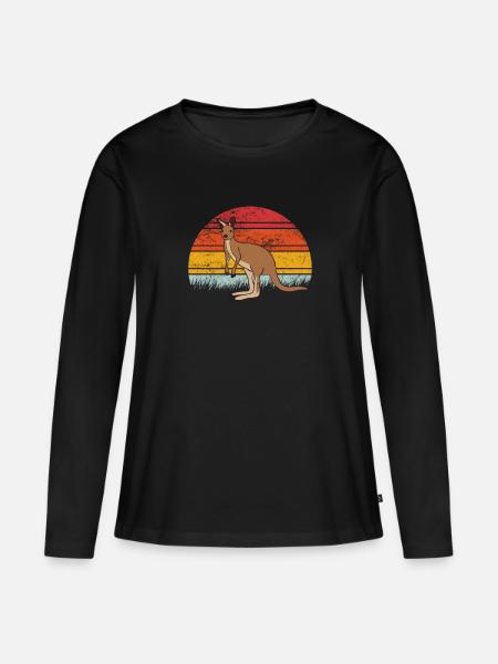 Känguru - Frauen Premium Bio Langarmshirt - Schwarz