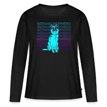 German Shepherd Retro - Women's Premium Organic Long Sleeve Shirt - black - Front - Julia (174cm)