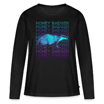 Miel Blaireau Rétro - T-shirt manches longues Premium bio Femme - noir - Devant - Julia (174cm)