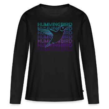 Colibri Rétro - T-shirt manches longues Premium bio Femme - noir - Devant - Julia (174cm)