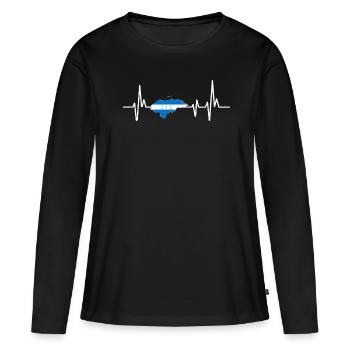 Herzschlag-Design Honduras Flagge Honduras - Frauen Premium Bio Langarmshirt - Schwarz - Vorne - Julia (174cm)