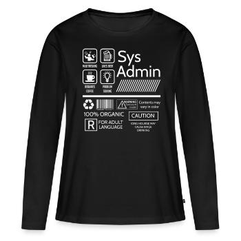 Administrateur système, Administrateur système - T-shirt manches longues Premium bio Femme - noir - Devant - Julia (174cm)