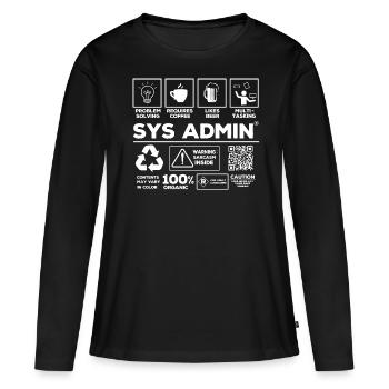 Administrateur système, Administrateur système - T-shirt manches longues Premium bio Femme - noir - Devant - Julia (174cm)
