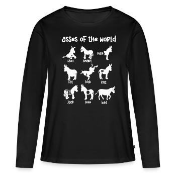 Ânes du monde, ânes - T-shirt manches longues Premium bio Femme - noir - Devant - Julia (174cm)