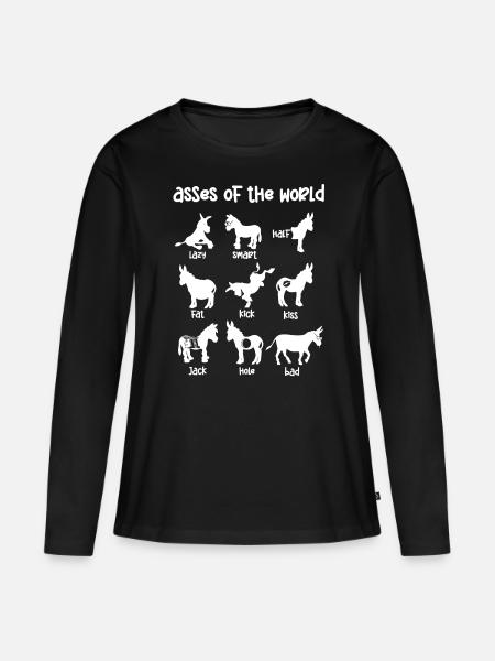 Esel Der Welt, Esel - Frauen Premium Bio Langarmshirt - Schwarz