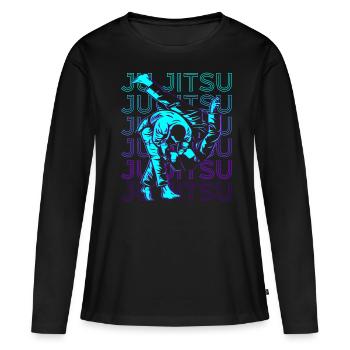 Ju Jitsu Jiu Jitsu Jujutsu Rétro - T-shirt manches longues Premium bio Femme - noir - Devant - Julia (174cm)