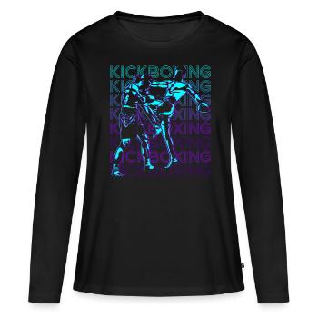 Kickboxing Rétro Kickboxer - T-shirt manches longues Premium bio Femme - noir - Devant - Julia (174cm)