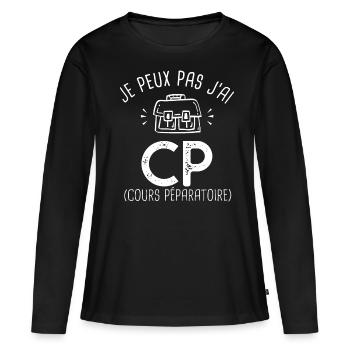 je peux pas j ai CP rentréee des classes école - T-shirt manches longues Premium bio Femme - noir - Devant - Julia (174cm)