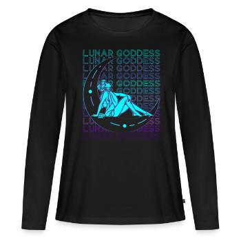 Déesse de la Lune Wicca Pagan Retro - T-shirt manches longues Premium bio Femme - noir - Devant - Julia (174cm)