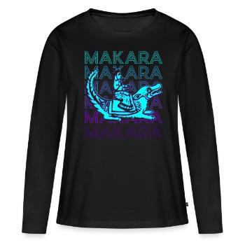 Makara Mythologie hindoue Ancienne rétro hindoue - T-shirt manches longues Premium bio Femme - noir - Devant - Julia (174cm)