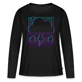 Météorologue Météo Météo Grenouille Retro - T-shirt manches longues Premium bio Femme - noir - Devant - Julia (174cm)