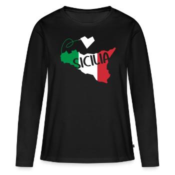Sicile Italie Drapeau Cœur Sicile - T-shirt manches longues Premium bio Femme - noir - Devant - Julia (174cm)