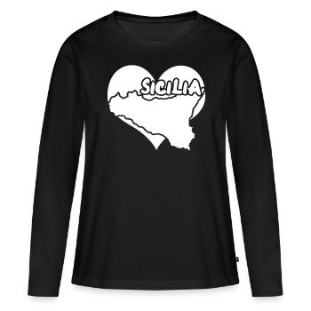 Sicile Italie Cœur Sicile - T-shirt manches longues Premium bio Femme - noir - Devant - Julia (174cm)