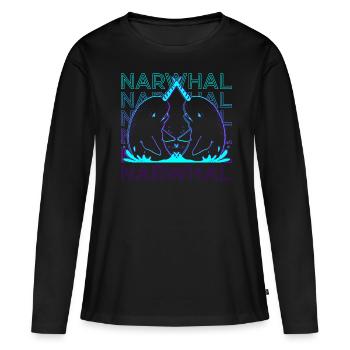 Narwal Narwal Retro - Frauen Premium Bio Langarmshirt - Schwarz - Vorne - Julia (174cm)