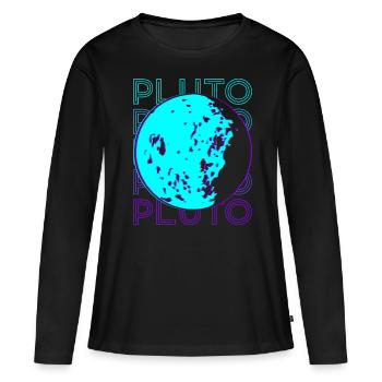 Pluton Rétro - T-shirt manches longues Premium bio Femme - noir - Devant - Julia (174cm)