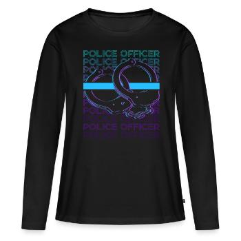 Policier Application de la loi Rétro - T-shirt manches longues Premium bio Femme - noir - Devant - Julia (174cm)