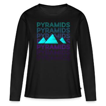 Pyramiden Ägyptische Pyramide Retro - Frauen Premium Bio Langarmshirt - Schwarz - Vorne - Julia (174cm)