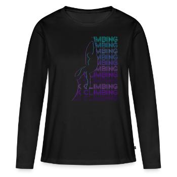 Felsklettern Felskletterer Retro - Frauen Premium Bio Langarmshirt - Schwarz - Vorne - Julia (174cm)