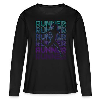Runners Run Rétro - T-shirt manches longues Premium bio Femme - noir - Devant - Julia (174cm)