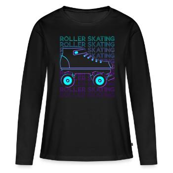 Roller Skating Roller Skaters Roller Skates Retro - Women's Premium Organic Long Sleeve Shirt - black - Front - Julia (174cm)