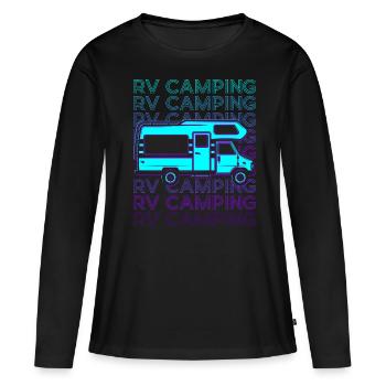 Camping Camping Camping Rétro - T-shirt manches longues Premium bio Femme - noir - Devant - Julia (174cm)