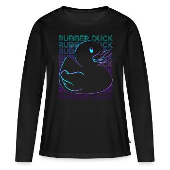Gummi-Ente Retro - Frauen Premium Bio Langarmshirt - Schwarz - Vorne - Julia (174cm)