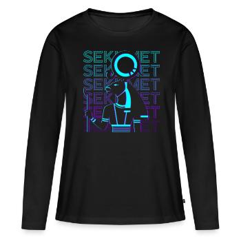 Sekhmet Ägyptische Göttin Ägyptische Mythologie - Frauen Premium Bio Langarmshirt - Schwarz - Vorne - Julia (174cm)