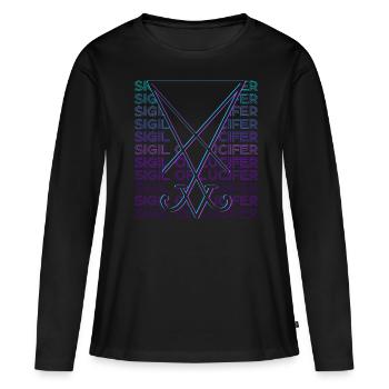 Sceau de Lucifer Pentagramme Magie Occulte - T-shirt manches longues Premium bio Femme - noir - Devant - Julia (174cm)