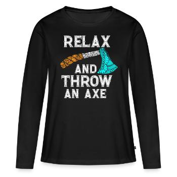 Axe Throw, Throw An Axe - Women's Premium Organic Long Sleeve Shirt - black - Front - Julia (174cm)